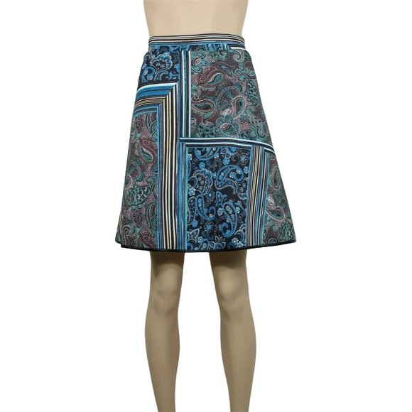 Clover Canyon NWT Blue Knee Length Paisley Stripe Skirt Small - Picture 1 of 5